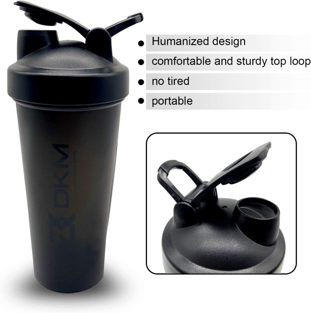 Shaker Bottle with Shaker Balls Leak Proof Drink Shaker Bottle Ideal for Workout Supplements,Protein powder, BPA Free, Nutrition, Portable Fitness Bottle for Fitness Enthusiasts Athletes（600ml,20-OZ.)