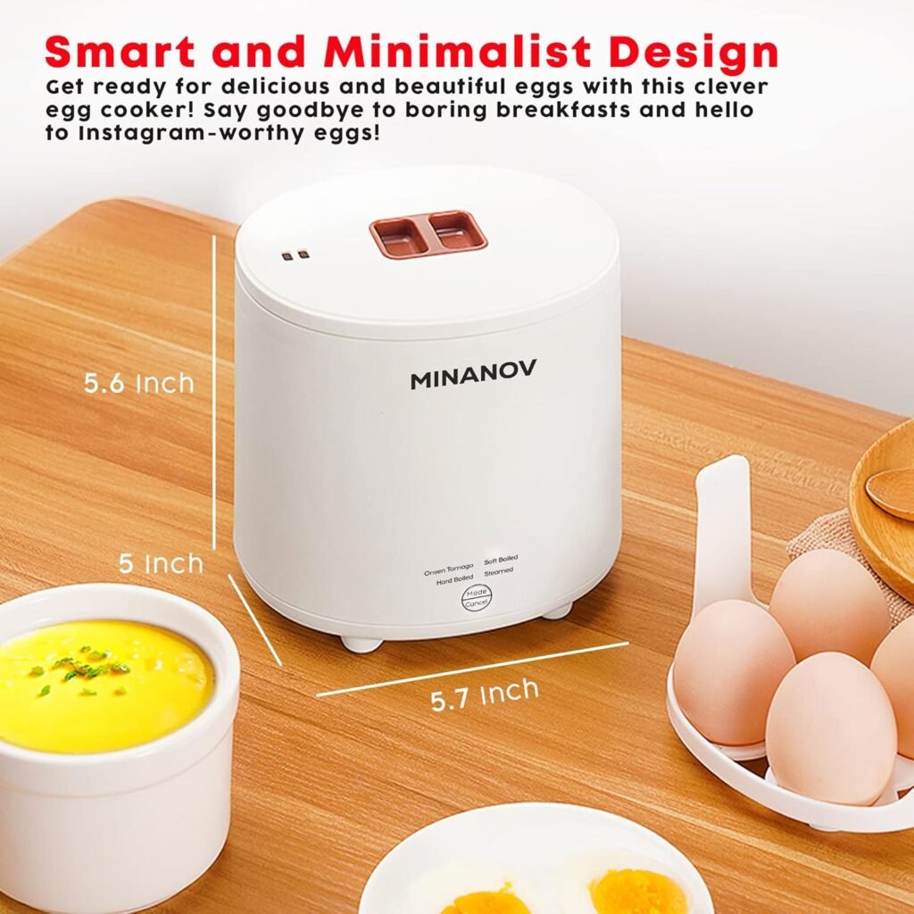 Electric Egg Cooker - Smart Egg Cooker for Hard Boiled, Soft Boiled, Steamed Egg, Onsen Tamago - Mini Egg Cooker for Kitchen, Dorm with Auto Shut Off and Beep Alarm