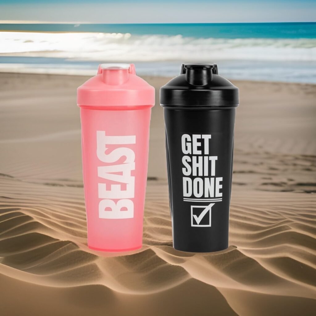 Protein Shaker Bottle [2 Pack BlackPink] Protein Powder Shakes  Mixes, Dual Blender, Wire Whisk  Mixing Grid, BPA Free Shaker Cup Blender Magnificent Quality(PinkBlack)