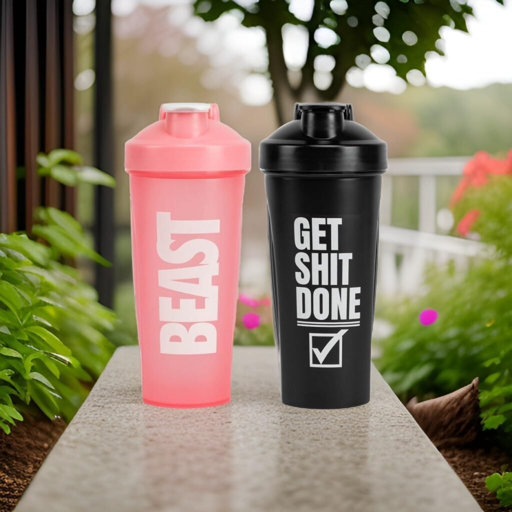 Protein Shaker Bottle [2 Pack BlackPink] Protein Powder Shakes  Mixes, Dual Blender, Wire Whisk  Mixing Grid, BPA Free Shaker Cup Blender Magnificent Quality(PinkBlack)